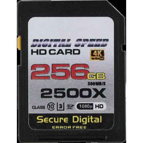 Digital Speed 2500X 256GB Professional High Speed Mach III 350MB/s Error Free (SDHC) HD Memory Card Class 10