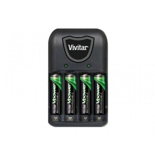 Vivitar BC-172 Vpower Compact Battery Charger with 4AAA NiMH Batteries