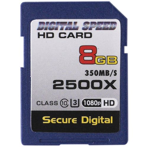 Digital Speed 2500X 8GB Professional High Speed Mach III 350MB/s Error Free (SDHC) HD Memory Card Class 10